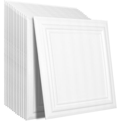 Pannello Decorativo Soffitto In Polistirene Espanso Argento 50x50 Cm, Spessore 1 Cm - Confezione Da 9 Mq (36 Pannelli) - Autoestinguente Euroclasse E