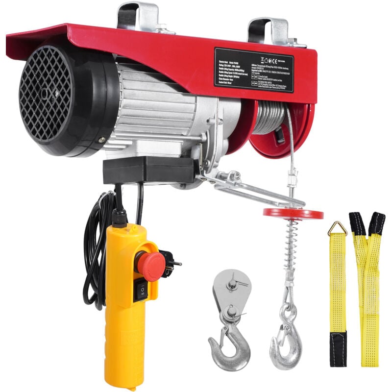 Image of Mophorn - Paranco Elettrico Doppio Cavo Carico max. 400 kg, Telecomando a Filo 4,2 m, Altezza di Sollevamento Cavo Singolo 12 m, Paranco Arresto di