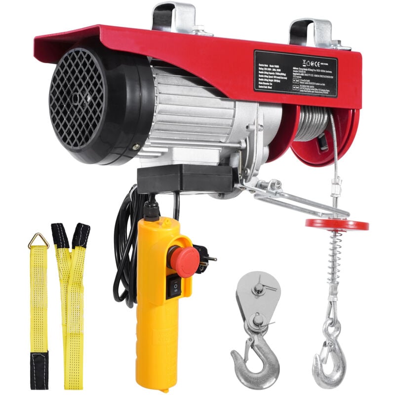Image of Mophorn - Paranco Elettrico Doppio Cavo Carico max. 800 kg, Telecomando a Filo 4,2 m, Altezza di Sollevamento Cavo Singolo 12 m, Paranco Arresto di