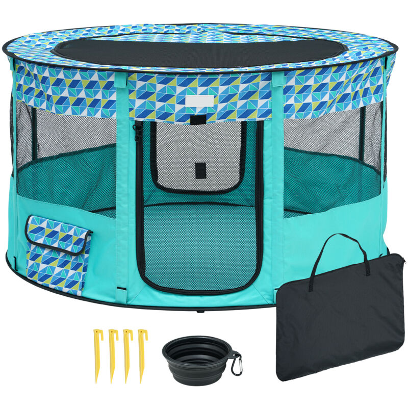 Mophorn - Parc pliable pour animaux de compagnie, parc portable pour chien 44'x44'x24', niche pour chiot, chien, chat, tissu Oxford 600D imperméable,