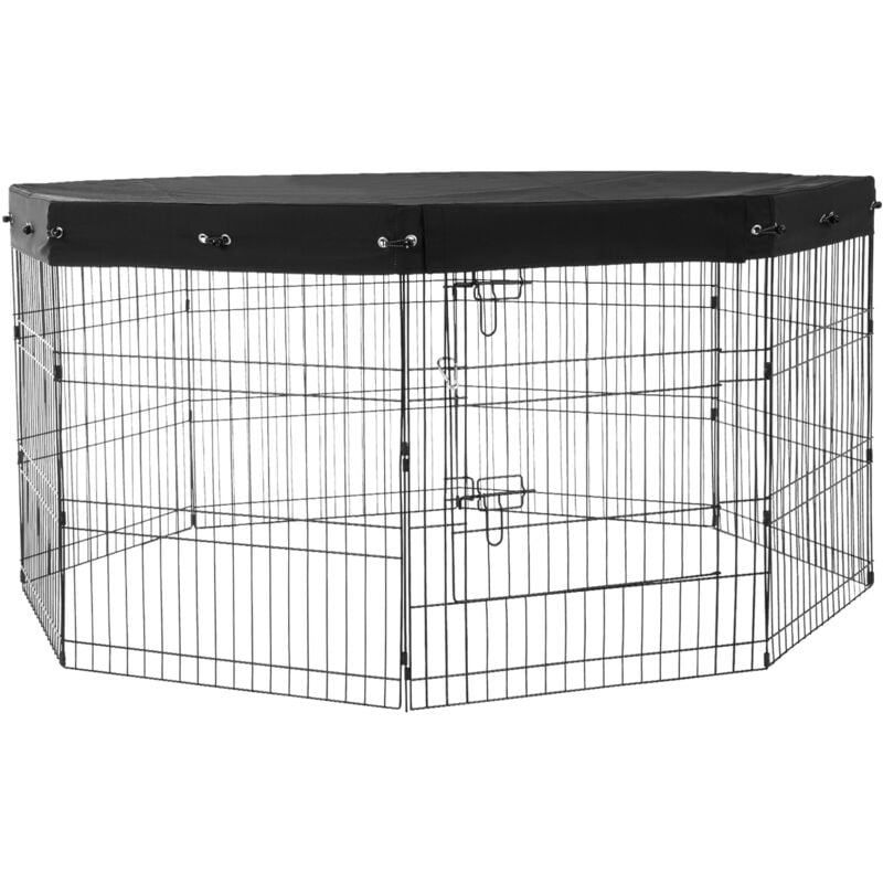 Mophorn - Parc pour chien, 8 panneaux de 30'H x 24'W, pliable en métal, avec porte, revêtement supérieur en tissu Oxford 600D, pour chiens, chats et