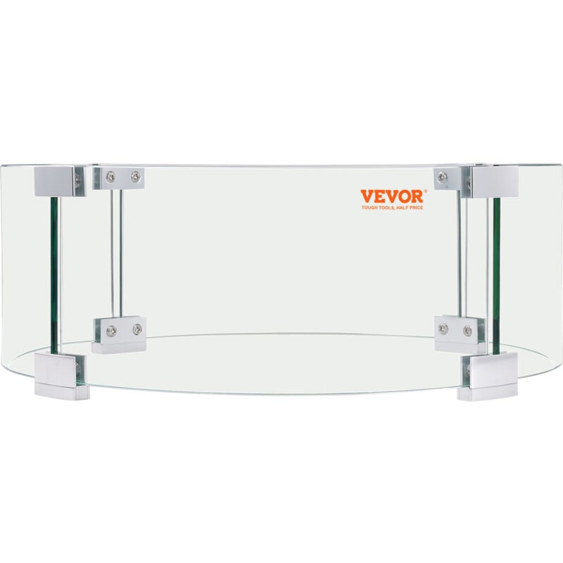 Mophorn - vevor Pare-vent pour Foyer, 435x170 mm Pare-vent en Verre Trempe pour Brasero Ecran de Protection Rond Pare-flamme Transparent Coupe-vent
