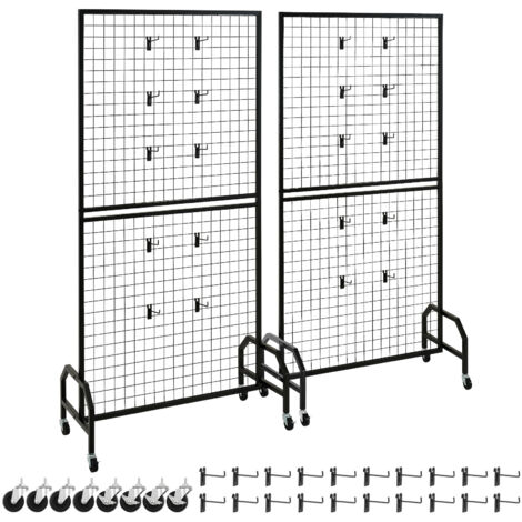 Mophorn Parete a pannello grigliato 898 x 400 x 1798 mm, set di 2 pezzi con 20 ganci, realizzata in acciaio al carbonio per esposizioni artistiche, organizzazione e decorazioni