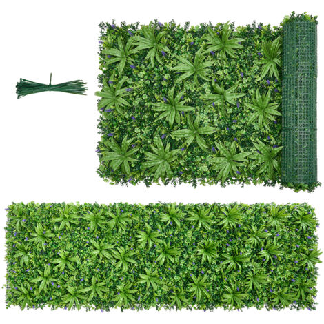 Mophorn Parete verde artificiale 3 x 1 m con foglie sintetiche, siepe decorativa in rotolo per pareti e recinzioni, schermo per privacy adatto a interni ed esterni, balconi e giardini