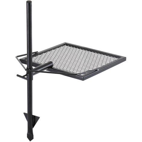 Mophorn Parrilla Giratoria para Fogatas Altura Ajustable 71cm Parrilla Portátil de Acero Malla Diamantada de 40,5x40,5 cm Capacidad de Carga de 6kg para Fogatas de Campamento para Barbacoa al Aire Lib