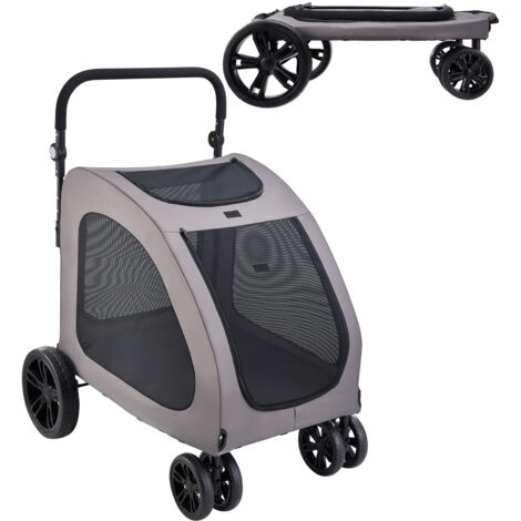 Passeggino Per Cani Grandi Fino A 55kg - Carrozzina Pieghevole Con Ruote Per Veterinario, Passeggiate E Viaggi - Foto 6