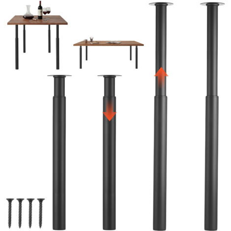 Mophorn Patas ajustables de acero al carbono, altura regulable de 710 a 1100 mm, color negro, capacidad de carga de hasta 544 kg, set de 4 patas con herrajes para escritorio o banco de trabajo