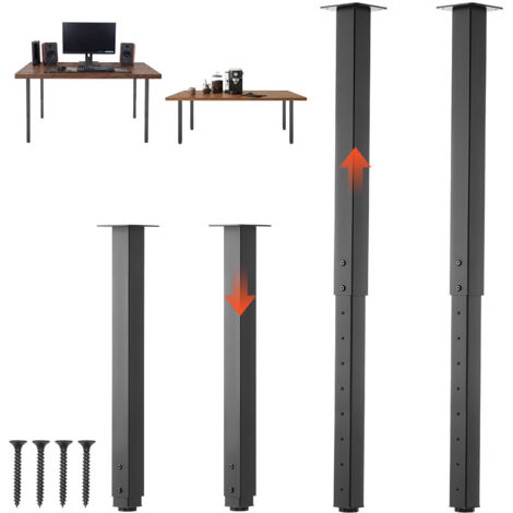 Mophorn Patas ajustables de acero al carbono, capacidad de 544 kg, altura regulable entre 600 y 1000 mm, conjunto de 4 patas cuadradas con kit de montaje para mesas de bar y escritorios