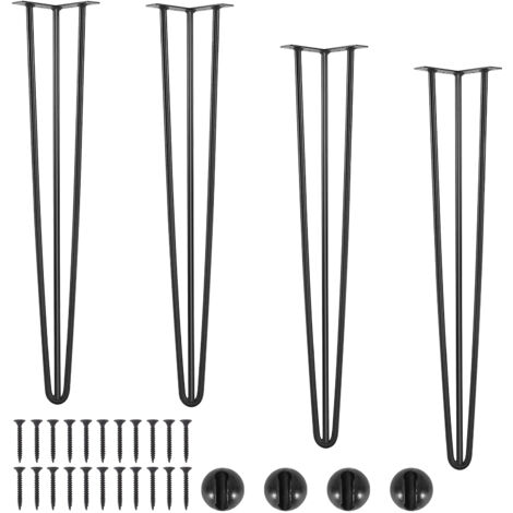 Mophorn Patas de mesa de horquilla  de 0,7 m, juego de 4 patas de escritorio resistentes con capacidad de carga de 408,2 kg para mesas de comedor, bancos y sillas, acero al carbono macizo, acabado neg