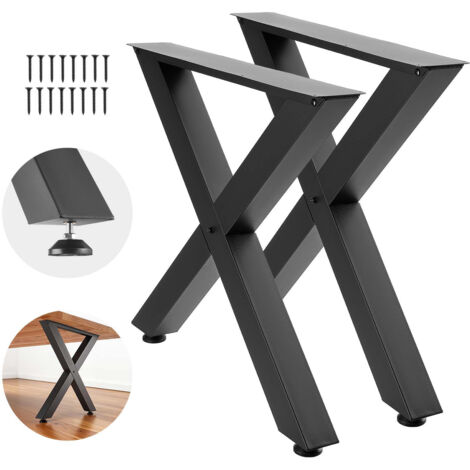 Mophorn Patas de mesa en forma de X, acero al carbono, 750 x 790 mm, capacidad de 1000 kg, incluye un juego de 2 patas con kit de herrajes, ideales para escritorios, bancos de trabajo y oficinas.