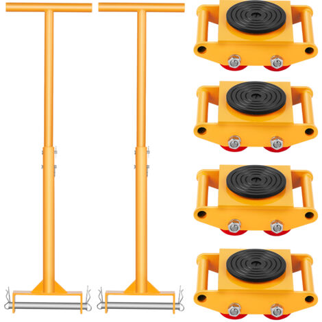 Mophorn Patin à roulettes pour machine 6T, capacité de 13 228 lb, rotation à 360 °, rouleaux en PU, chariot de déplacement de machines robustes pour utilisation industrielle, jaune