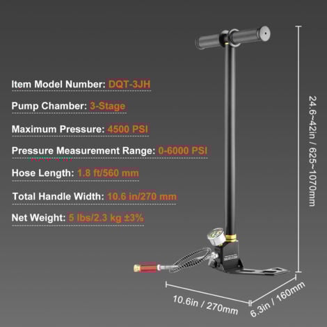 Mophorn PCP-Handpumpe, 3-stufig, 30 MPa 4500 PSI Hochdruck-PCP-Luftgewehr-Füllpumpe mit Öl-Feuchtigkeitsfilter, Edelstahl für Luftgewehre, Tauchflaschen, Paintball, Reifen