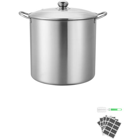 Mophorn Pentola per conserve in acciaio inox con griglia, capacità 19,86 L, dotata di doppio manico e coperchio in vetro, compatibile con piani cottura a induzione, gas ed elettrici