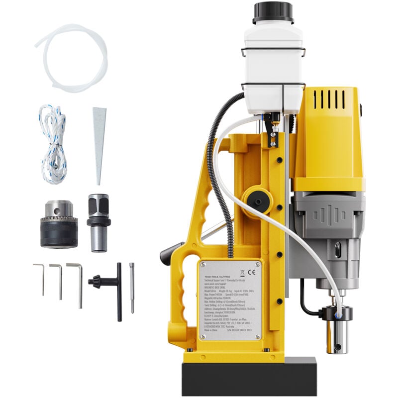 Perceuse magnétique Moteur 1400W, 2 po de diamètre ennuyeux, perceuse électrique portable 2922 lbf avec vitesse variable 0 - 750 tr/min. - Mophorn
