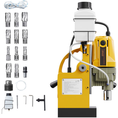 Mophorn Perceuse magnétique-Moteur 1400W, diamètre de 1,6 po, perceuse électrique portable Mag de 2810 lbf. Livré avec 11 bits de dénuement, vitesse 800 tr/min