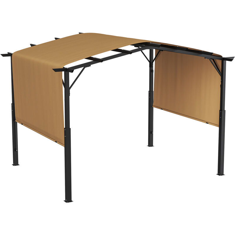 Mophorn - Pergola d'extérieur 12 x 10 pi, structure métallique arquée, pare-soleil rétractable, abri de jardin robuste pour patio, terrasse, jardin