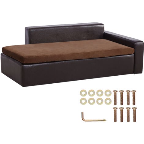 Mophorn Pet Sofa, Dog Couch for Large Dogs and Cats, Soft Leather Bed, 110 lbs Capacity, Black