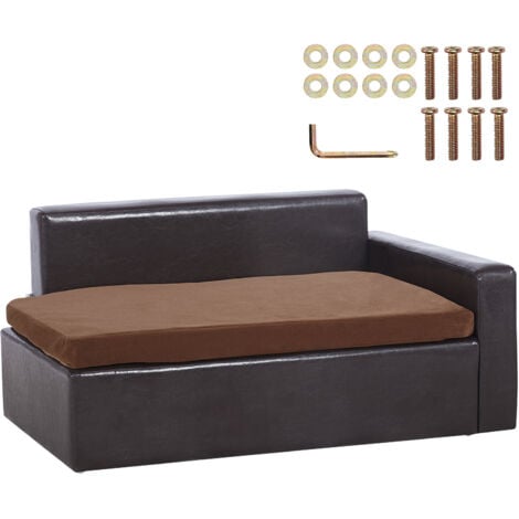 Mophorn Pet Sofa, Dog Couch for Medium-Sized Dogs & Cats, Soft Leather Bed, 110 lbs Capacity, Black