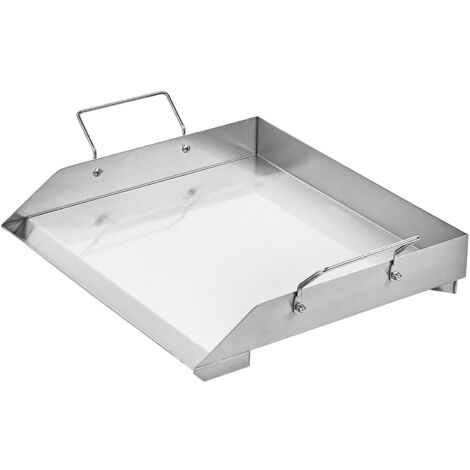Mophorn Piastra in acciaio inox rettangolare 448x370 mm, compatibile con fornelli a gas, ideale per uso domestico e attività all'aperto come campeggio, dotata di manico per un facile trasporto
