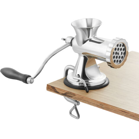 Mophorn Picadora de carne manual , picadora de carne manual de acero inoxidable 304 con ventosa y abrazadera de mesa de acero, incluye 2 placas de corte, tubo para salchichas, cabezal de molienda, ide