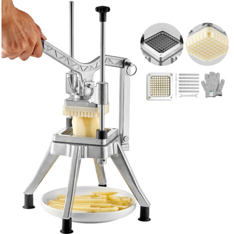 Mophorn Picadora de frutas y verduras de uso comercial, cortadora de alimentos y papas fritas de alta resistencia con cuchilla de 3/8″, cortadora de cebolla profesional para tomates, pimientos, papas 