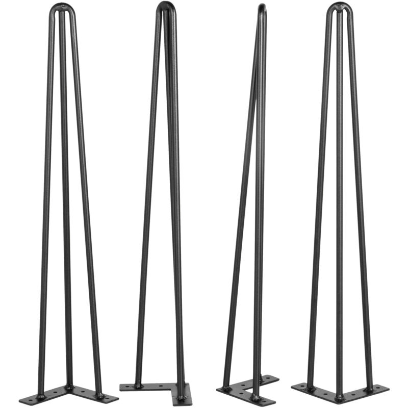 Pieds de table en épingle à cheveux , 20 pouces, noir, lot de 4, conception à 3 tiges, acier au carbone, capacité de 220 lb chacun, pieds de meubles