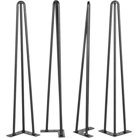 Mophorn Pieds de table en épingle à cheveux , 20 pouces, noir, lot de 4, conception à 3 tiges, acier au carbone, capacité de 220 lb chacun, pieds de meubles robustes à monter soi-même pour banc