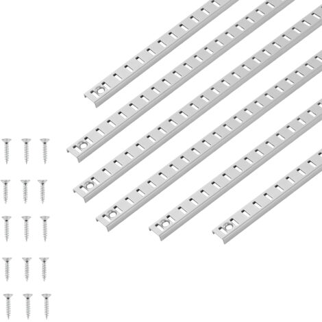 Mophorn Pilastri per Mensole, Staffe Regolabili in Acciaio Inox, Inserti per Strisce con 32 Viti, per Scaffalature a Parete e Armadio, Dimensioni 923 x 17 x 6,5 mm, Set di 8 Pezzi