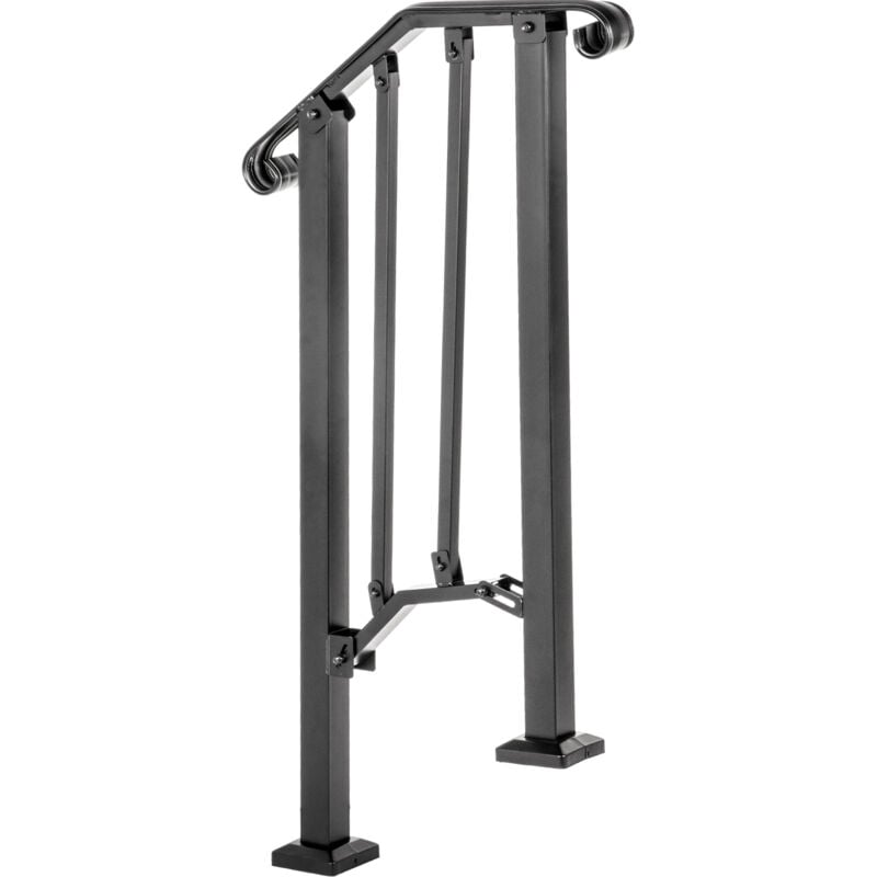 Piquet de rampe 1 pour 1 à 2 marches, rampe d'escalier en fer forgé noir mat avec kit d'installation, utilisation extérieure - Mophorn