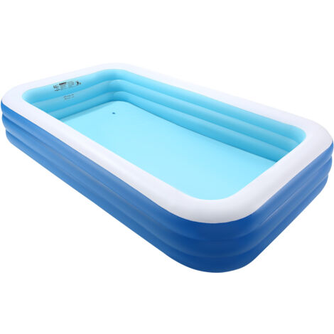 Mophorn Piscina rettangolare gonfiabile per famiglie 3 x 1,7 x 0,5 m, con kit di riparazione, piscina in PVC spaziosa per feste estive e uso in giardino