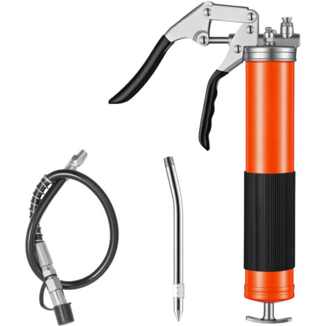 Mophorn Pistola de Engrase 8000 PSI con Mango Tipo Pistola, Capacidad de 0,4 L, Incluye Manguera Flexible de 46 cm, Tubo de Extensión Rígido y Boquilla Afilada para Uso en Automóviles y Barcos