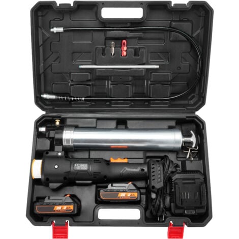 Mophorn Pistolet à graisse sans fil , 20 V, 10 000 PSI, tuyau de 39 po, kit de pistolet à graisse électrique haute pression avec batterie, chargeur, étui de transport - Noir