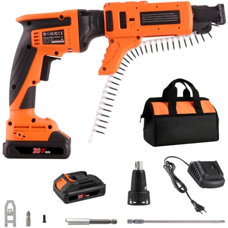Mophorn Pistolet à vis pour cloisons sèches à alimentation automatique, 20 V max sans fil, 4 200 tr/min, 2 batteries