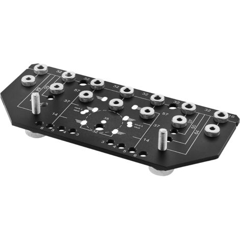 Mophorn Plantilla 2 en 1 para Pasadores de Estante y Bisagras, Herramienta de Perforación de Aleación de Aluminio con Brocas de 6,4 y 4,8 mm, Ideal para Puertas de Gabinetes