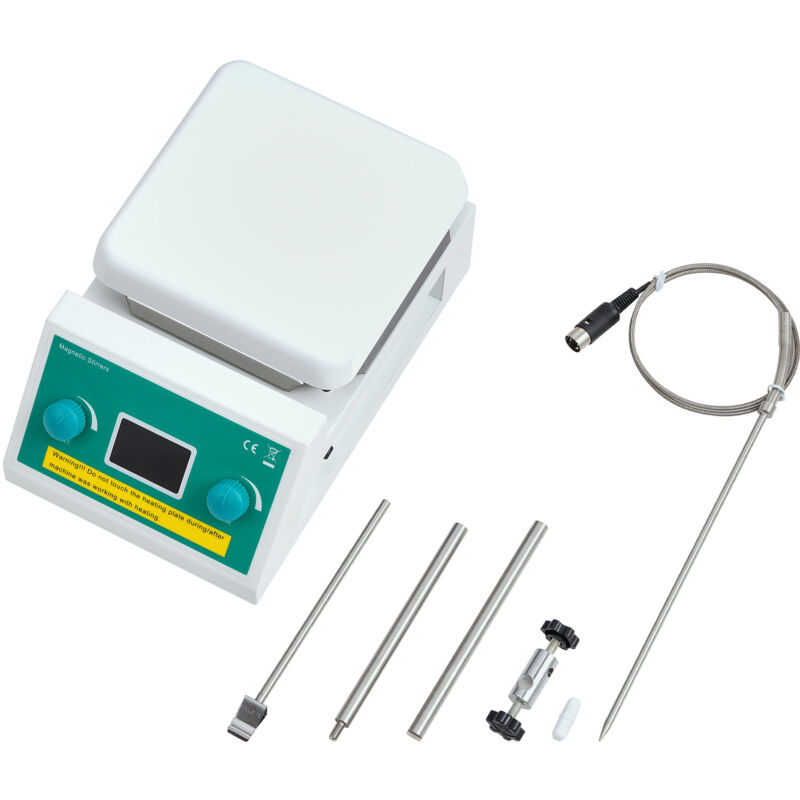 Plaque chauffante pour agitateur magnétique , max. 572 °F/300 °c, capacité de 2 000 ml, 0 à 2 000 tr/min avec écran led, comprend un support et des