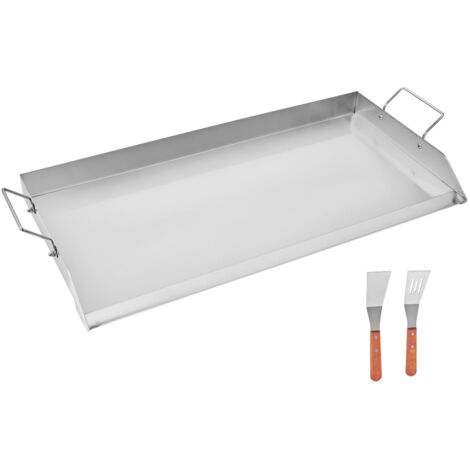 Mophorn – Plaque de cuisson en acier inoxydable 809 x 370 mm – Surface plane pour cuisson homogène – Poignées pour transport facile – Compatible gaz et électrique