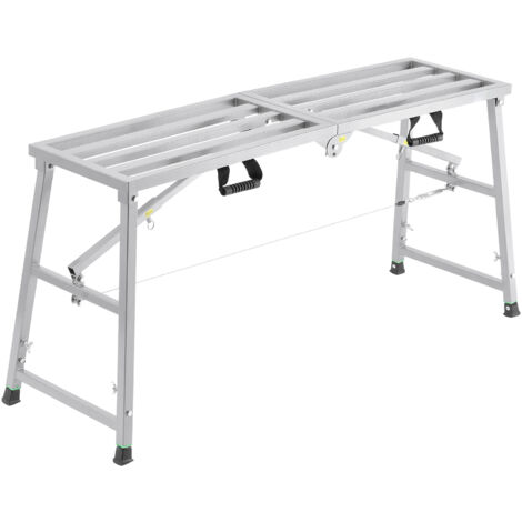 Mophorn Plataforma de trabajo, escalera de acero de aleación ajustable en 4 alturas, andamio portátil, capacidad de carga de 800 lb, taburete para limpieza y paneles de yeso