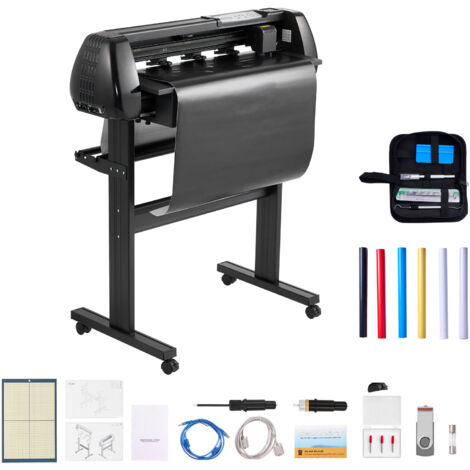 Mophorn Plotter da Taglio per Vinile, Macchina per Taglio Vinile, Taglierina con Larghezza di Alimentazione fino a 720 mm, Doppie Lame, Forza e Velocità Regolabili, Display LED e Fogli Adesivi