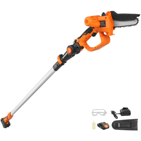Mophorn Podadora de Pertiga Telescópica 2 en 1 con Batería de 20 V y 2 Ah Grosor de Corte de 13 cm Podadora Electrica con Batería y Funda de Cuchilla Sierra Telescópica para Cortar Ramas de Árboles