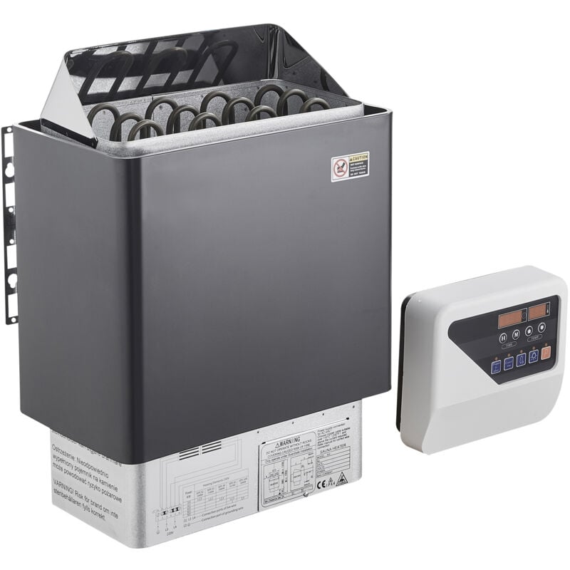 Mophorn - Poêle de sauna, 6 kW électrique, 400 v 3N, jusqu'à 110 ℃, minuterie de 3 h, pour 5 à 9 m³, utilisation intérieure/extérieure