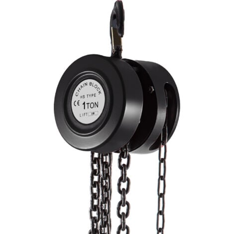 Mophorn Polipasto de cadena Bloque de cadena Capacidad de 1 tonelada Construcción de acero de elevación de 10 pies Negro