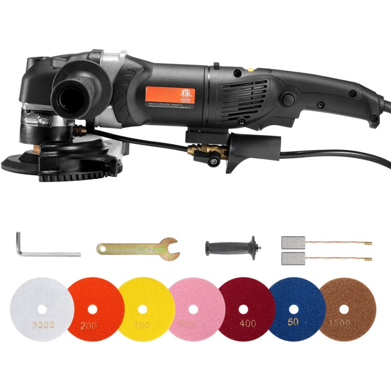 Mophorn - Polisseuse humide 800 w, meuleuse à béton de 4 po avec 6 vitesses variables et 7 kits de polissage, meuleuse humide pour marbre, granit,