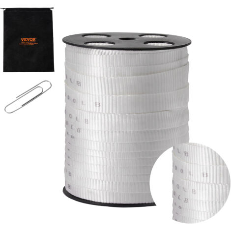 Mophorn Polyester Pull Tape, 3/4" x 265' Mule Tape Flat Rope, 2500 lbf Tensile Capacity, Printed Webbing Cable Pulling Tape for Packaging, Gardening, Commercial Electrical, Conduit Work, White