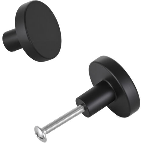 Mophorn Pomos compactos para gabinete, 10 unidades, fabricados en aleación de zinc, diseño en forma de hongo, estilo adaptable, incluyen tornillos, resistentes al desgaste, color negro, Ø 32 x 23 mm