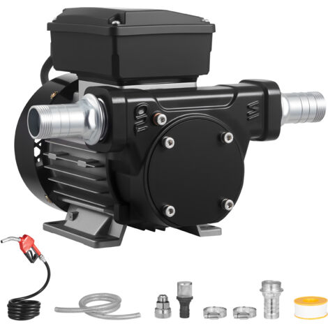 Mophorn Pompa Elettrica per Trasferimento Carburante, Portata 60 L/min, Altezza Massima 13,7 m, con Ugello Automatico e 2 Tubi Flessibili, Ideale per Veicoli e Cantieri