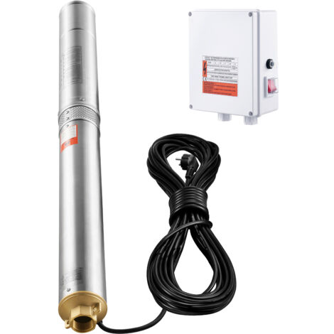 Mophorn Pompa Sommergibile per Pozzi Profondi, IP68 2200W 230 V, Massima Portata 9,8 m³/h Prevalenza 144m, Cavo Elettrico 19,4 m, Scatola Controllo Acciaio Inox Irrigazione Industriale Uso Domestico