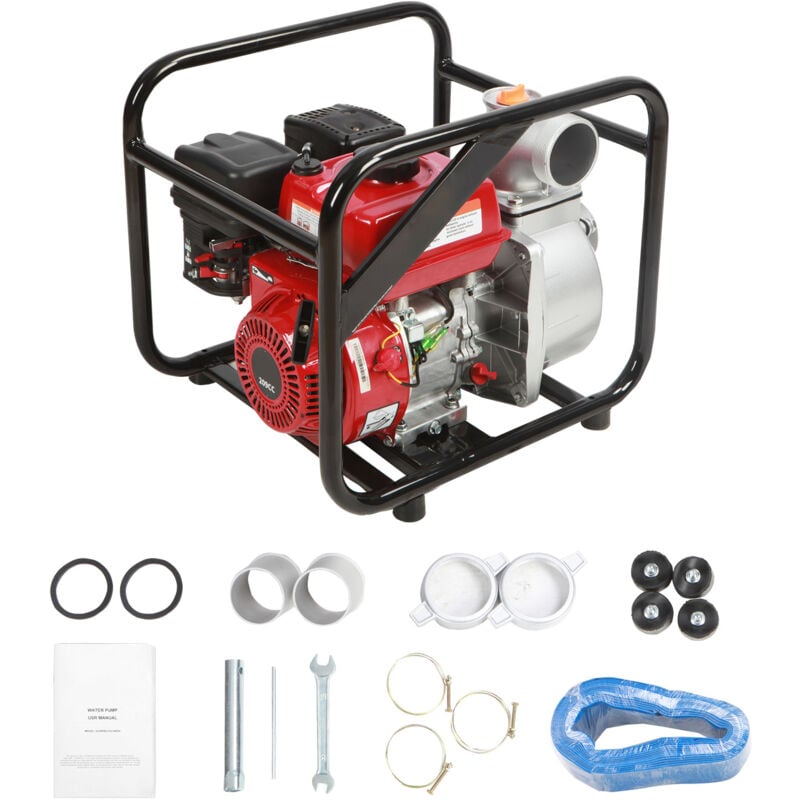 Mophorn - Pompe à eau à moteur à essence 3 pouces, 7 cv, 265 gpm, 142 pi de levage, 22 pi d'aspiration, pompe à déchets à 4 temps, portable pour