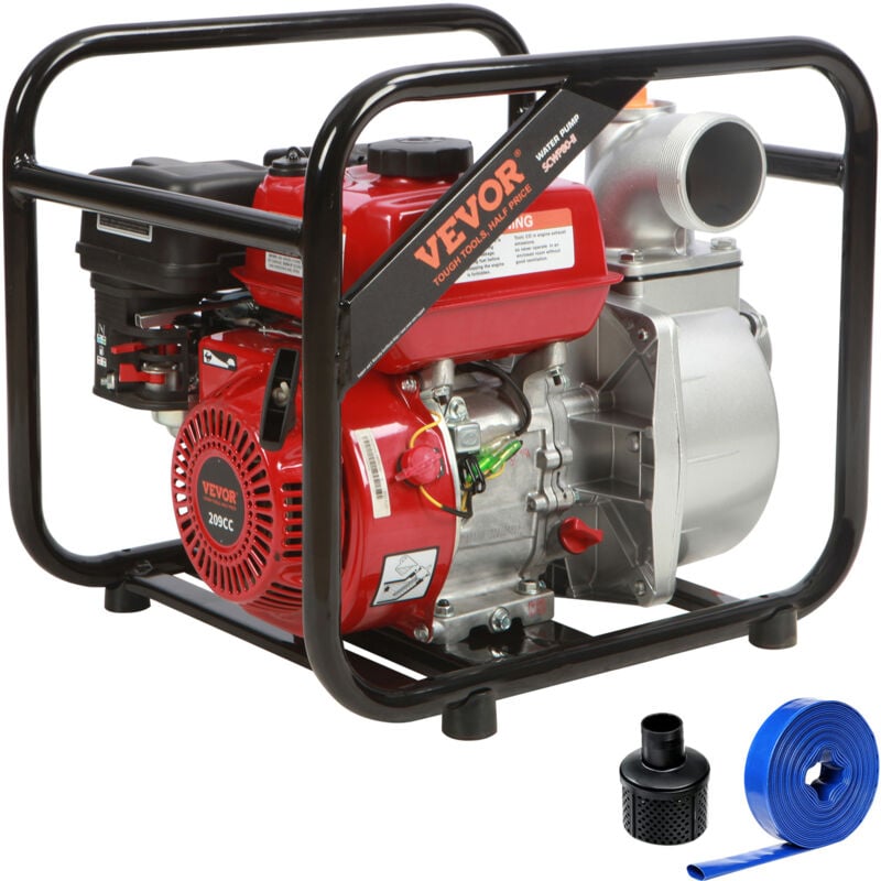 VEVOR Pompe a eau pour moteur a essence, 7,6 cm, 7 CV, 265 GPM, levage de 142 pieds, aspiration de 22 pieds, transfert deeau poubelle a essence a 4