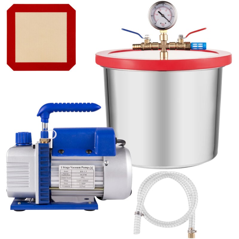 Mophorn - Pompe à vide 2 gallons 4 cfm 1/3 hp pour l'élimination de l'air en silicone époxy, 1440 tr/min, AC230 v, 50 Hz, 5 Pa - 0,05 Mbar, génère un