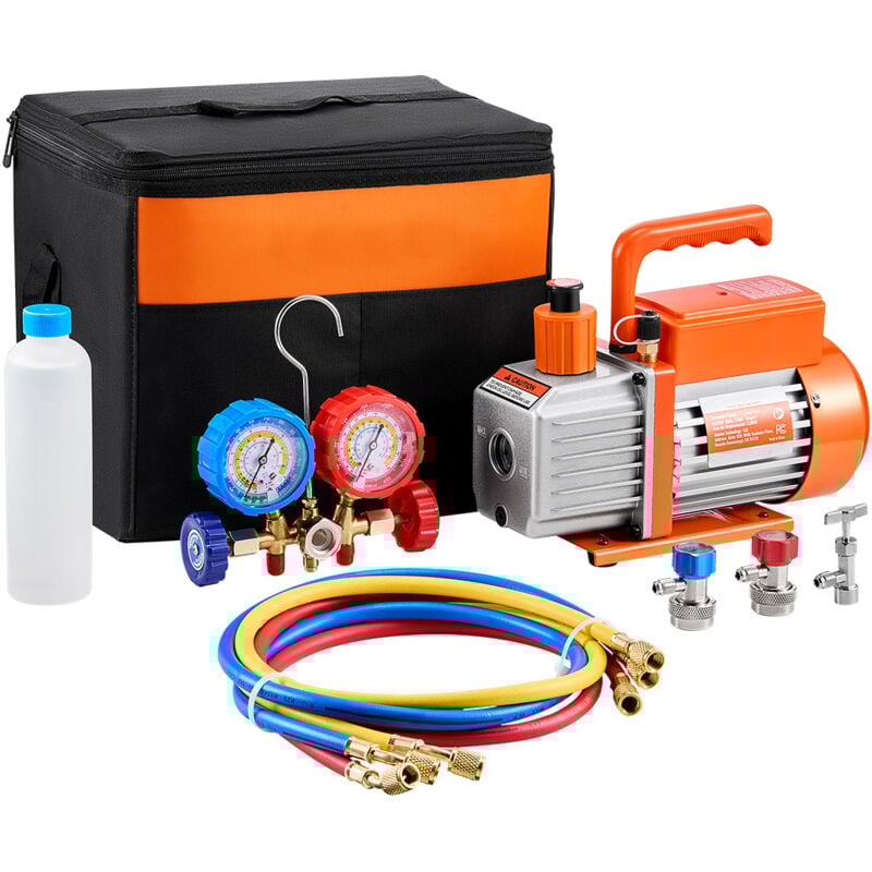 Mophorn - Pompe à vide 3,5 cfm ac, palettes rotatives à un étage, ensemble de manomètres pour R134a R12 R22 R502a, kit de réfrigération cvc avec